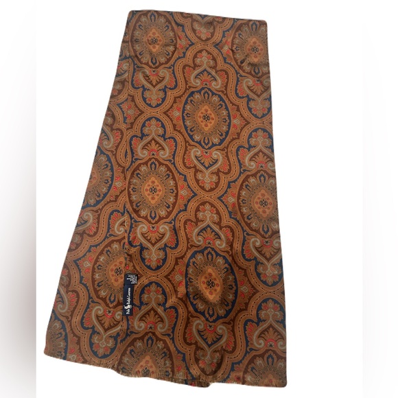 Polo Ralph Lauren Accessories - Polo by Ralph Lauren Brown and Blue Paisley Oblong Silk Scarf